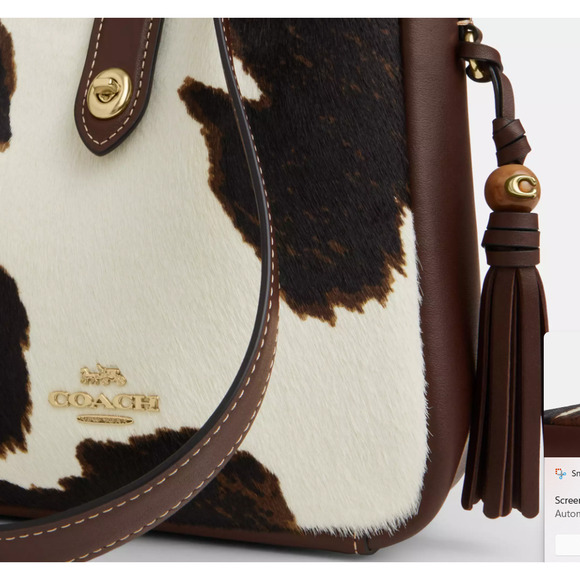 Best price ‼️Coach Hadley Mini Crossbody Bag Cow Print And Tassel CCE14 - Picture 14 of 16